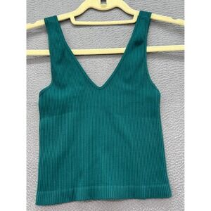 Nikibiki Ribbed Seamless V-Neck Camisole Tank Top Teal Green NS7575 OS